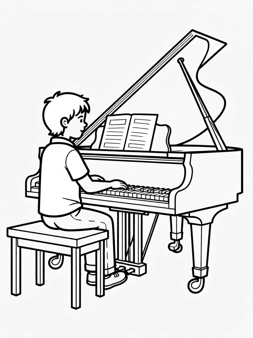 A young musician learning to play the piano
