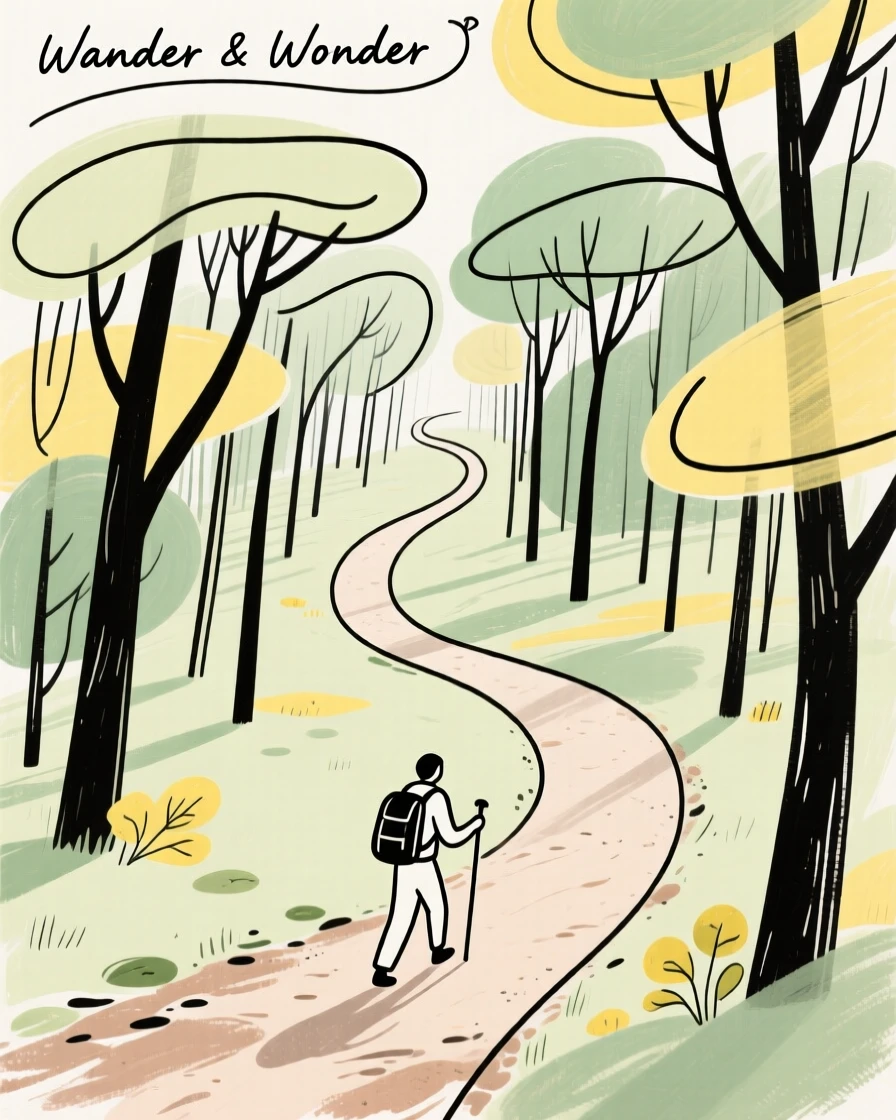 A hiking trail through dense forest