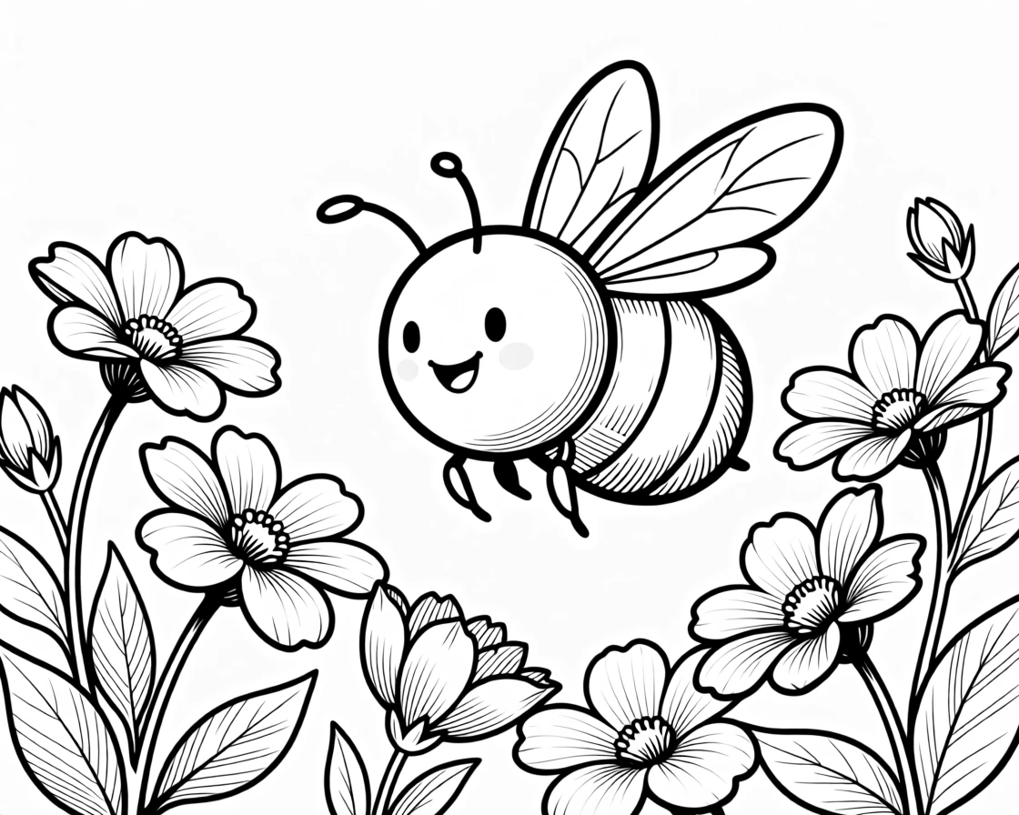 A round-bodied bee buzzing happily among flowers