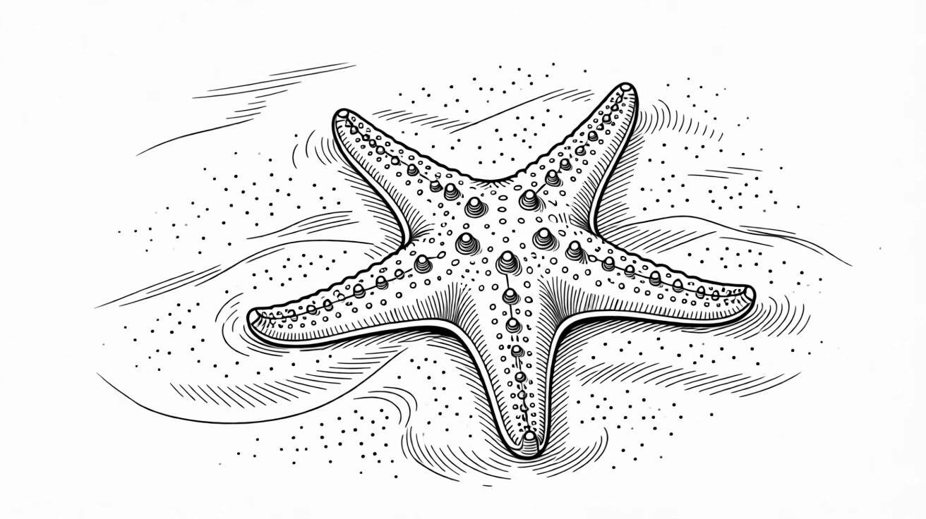 A tiny starfish resting on a sandy shore