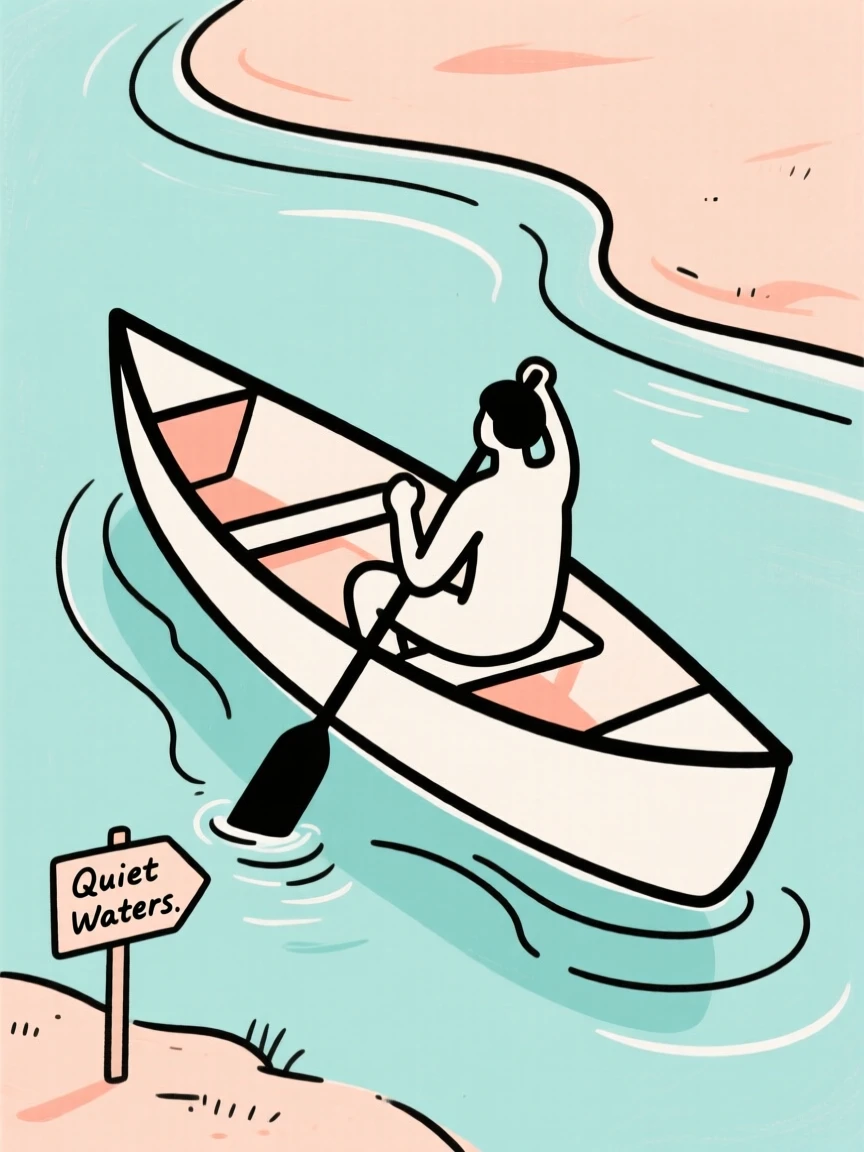 A canoe trip down a quiet river