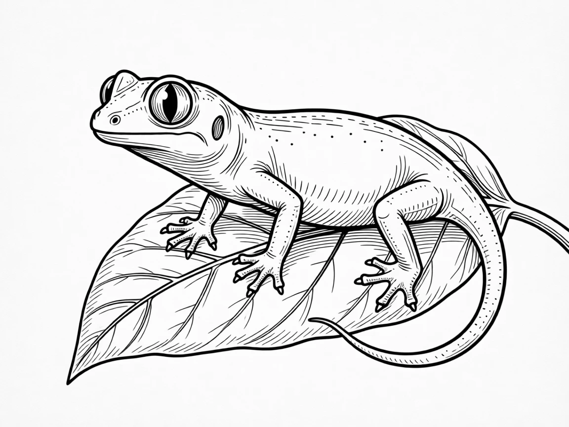 A tiny gecko with big round eyes on a leaf