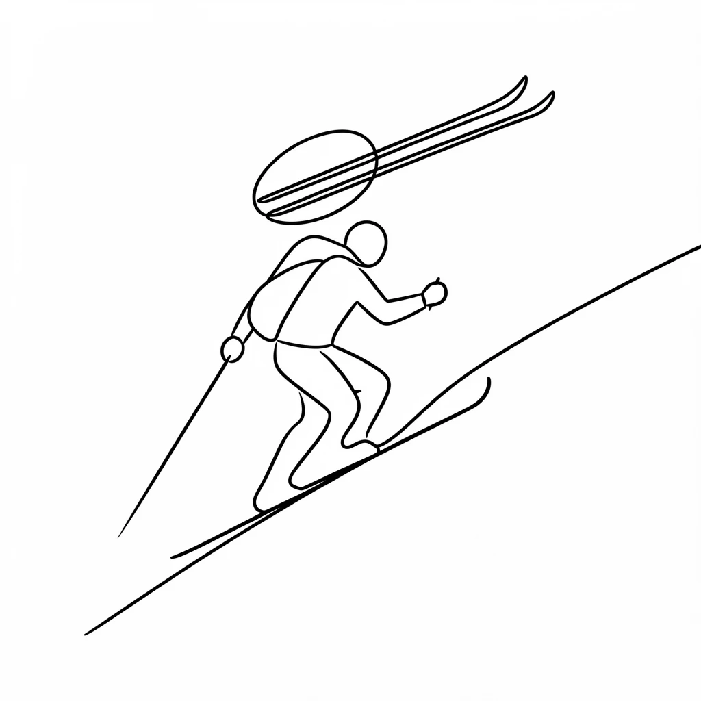 A backcountry skier climbing a snowy ridge with skis on their pack
