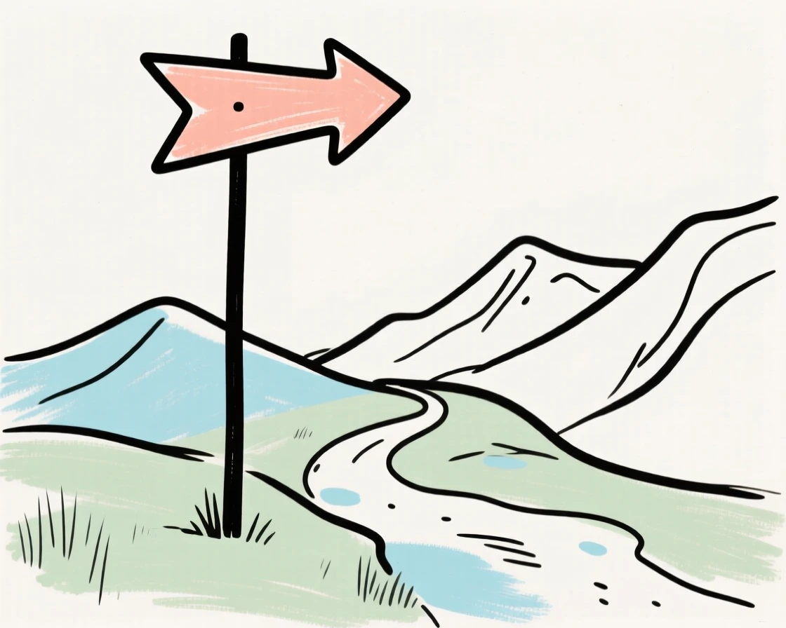 A trail marker on a mountain path