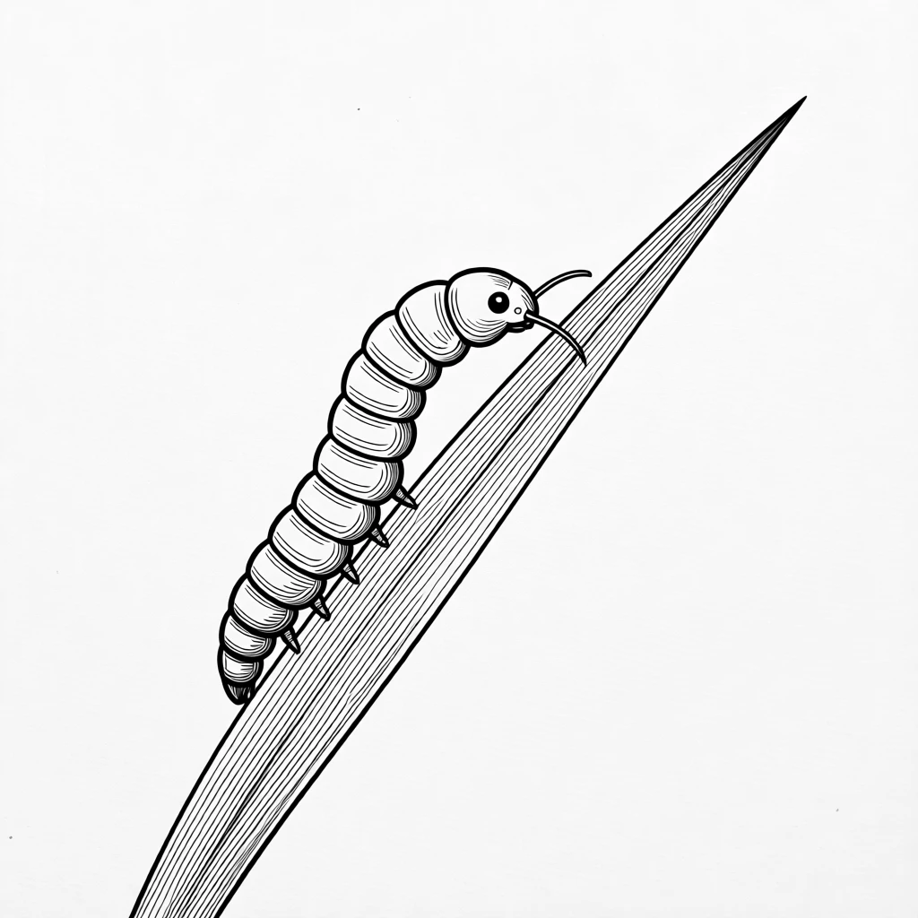 A tiny inchworm measuring a blade of grass