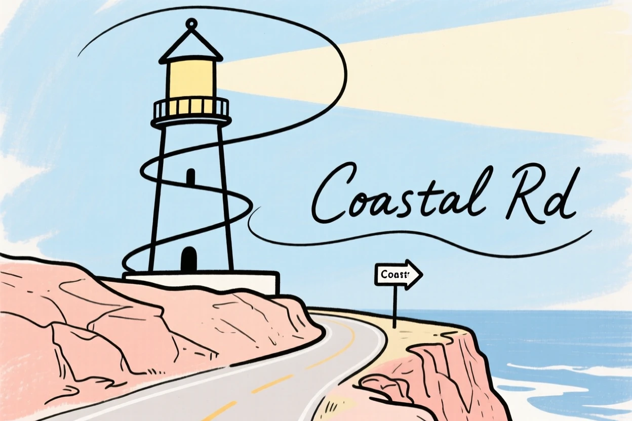 A lighthouse visited on a coastal road trip