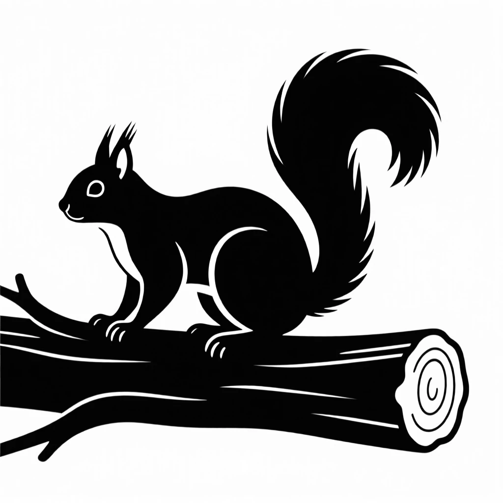 A squirrel perched on a fallen log.