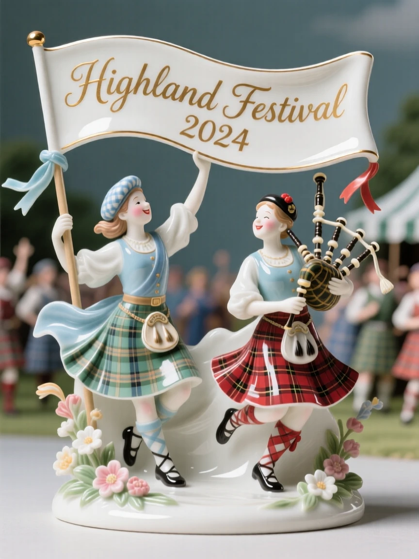 A vibrant Scottish highland festival celebration, radiating cultural pride and celebration.