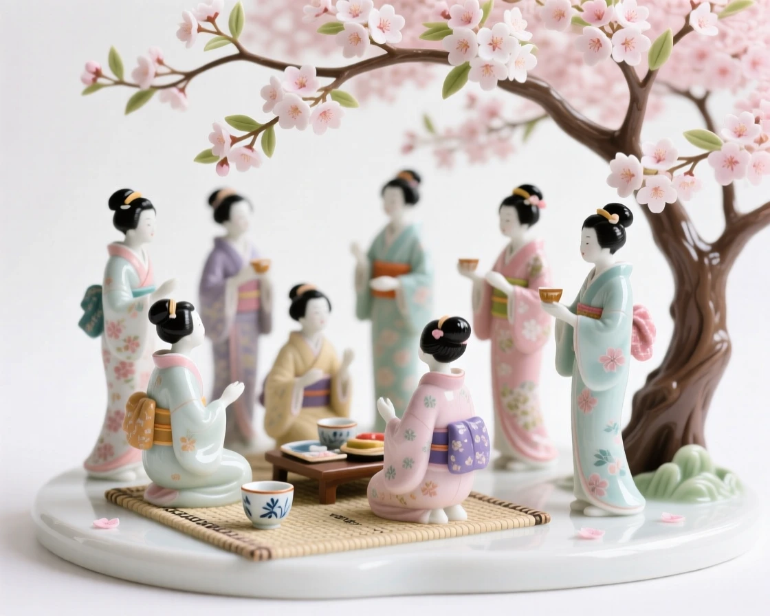 A vibrant Japanese cherry blossom hanami celebration, radiating cultural pride and celebration.