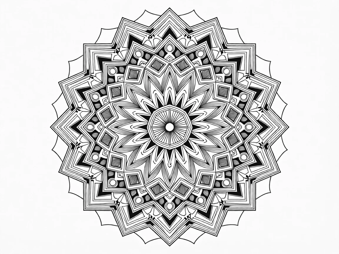 A geometric mandala pattern with intricate symmetrical detail