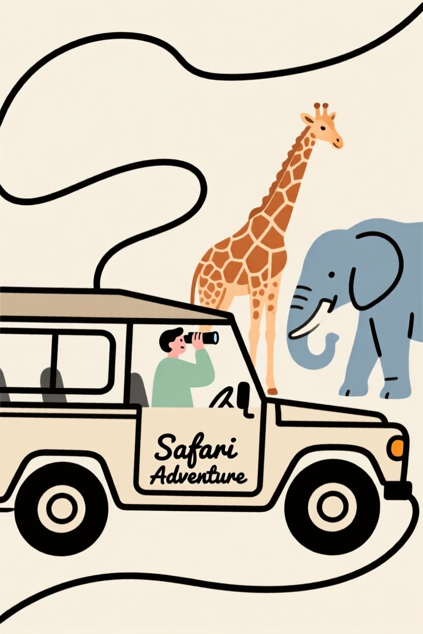 A safari jeep spotting wildlife