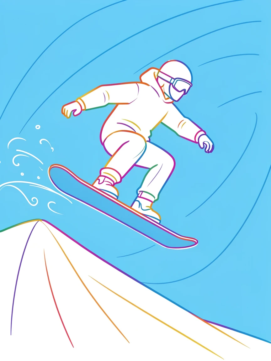 A snowboarder catching air off a jump against a bright blue sky.