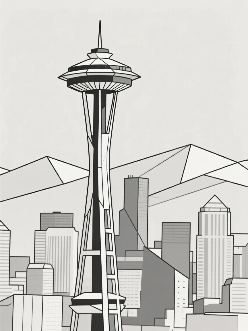 The Space Needle rising above the Seattle skyline