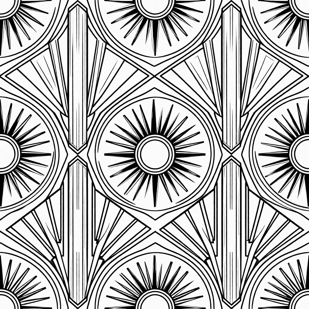 A decorative art deco pattern with bold geometric shapes