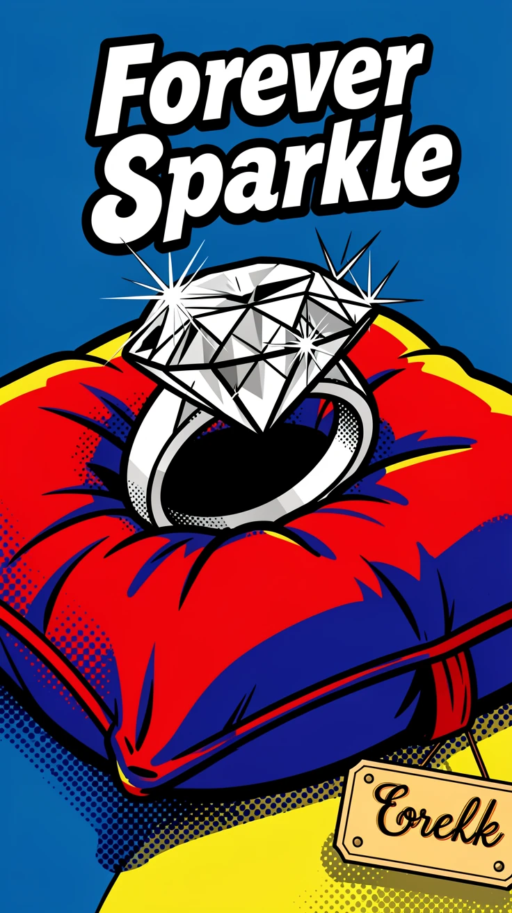 A diamond ring resting on a velvet cushion