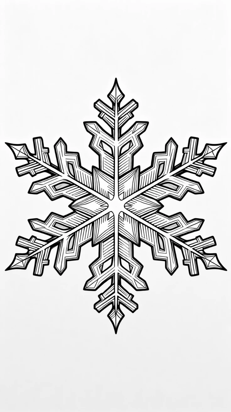 A snowflake pattern with six-fold symmetrical detail