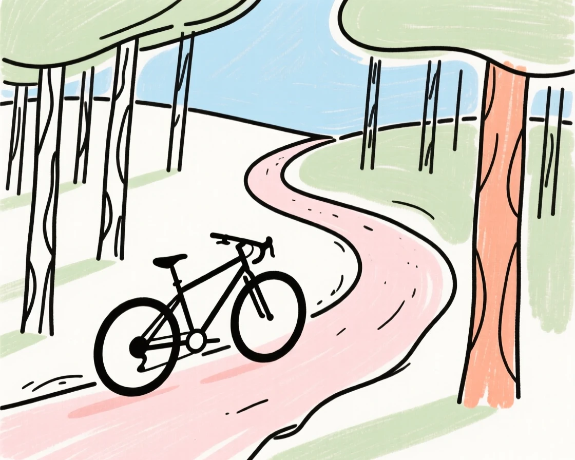 A mountain bike trail through the woods