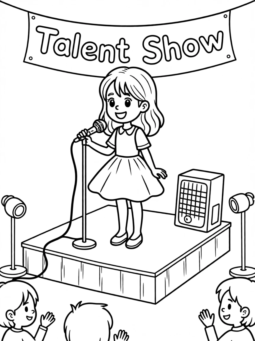 A young singer performing at a small talent show