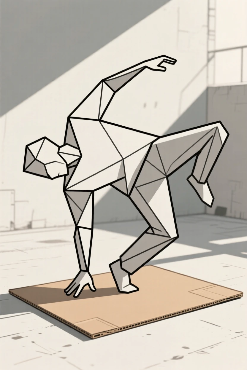 A breakdancer spinning on a cardboard mat