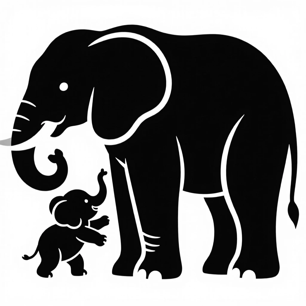 A baby elephant playing with its mother.