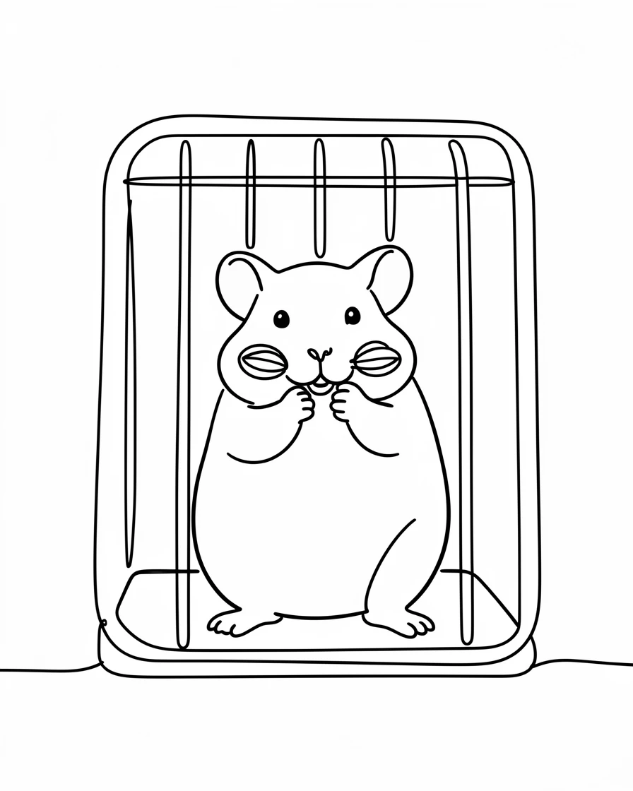 A hamster stuffing its cheeks with sunflower seeds inside a small cage
