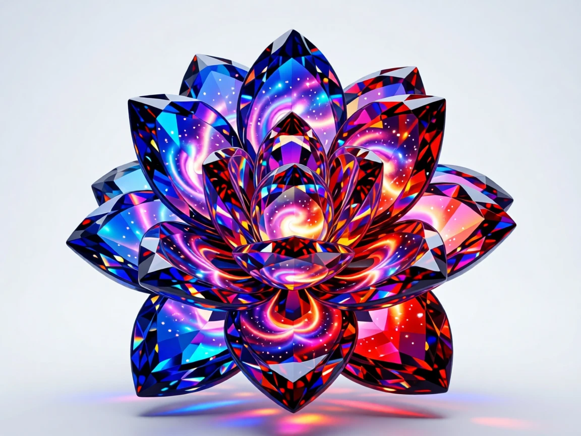 A swirling galaxy of vivid nebula colors forming the shape of a blooming flower.