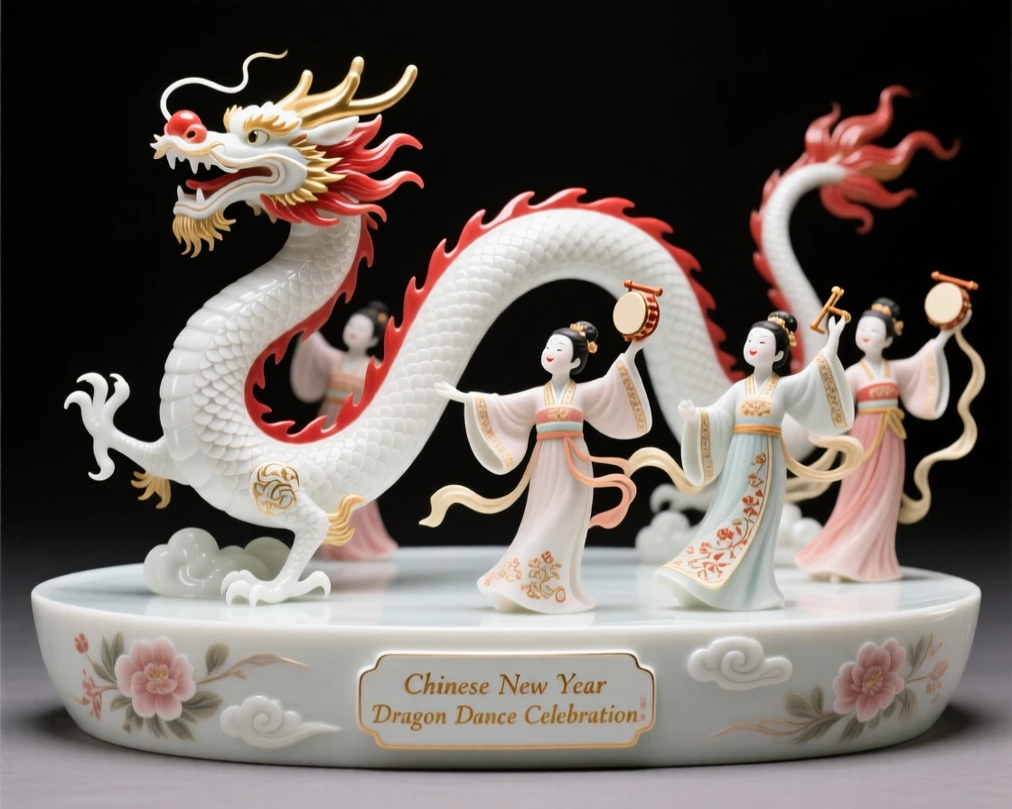 A vibrant Chinese New Year dragon dance celebration, radiating cultural pride and celebration.