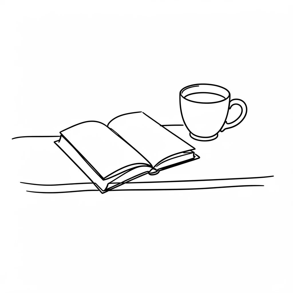 A quiet study desk with an open notebook and a cup of coffee