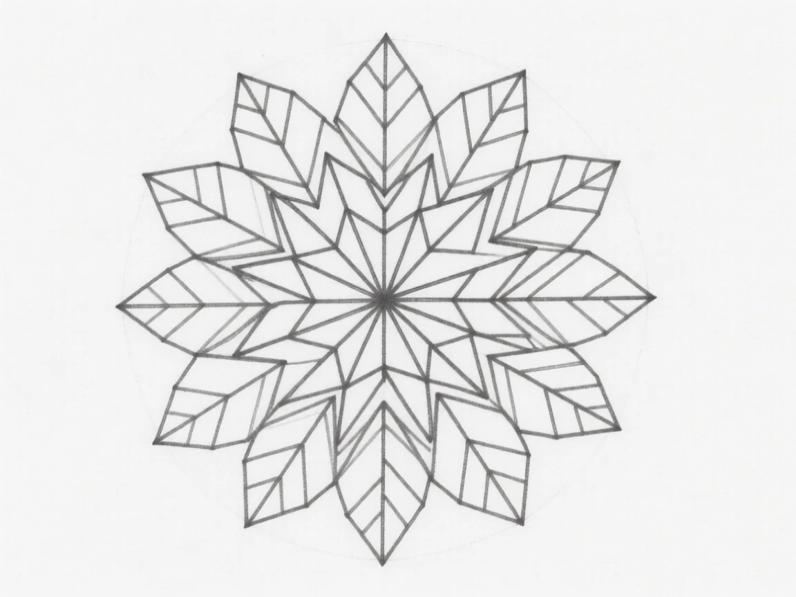A circular mandala featuring interlocking leaf patterns