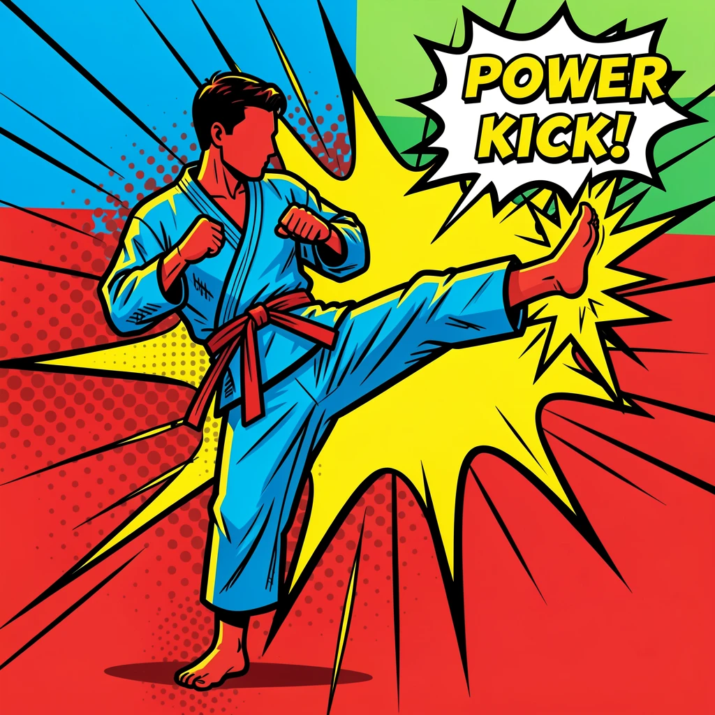 A martial artist executing a powerful kick