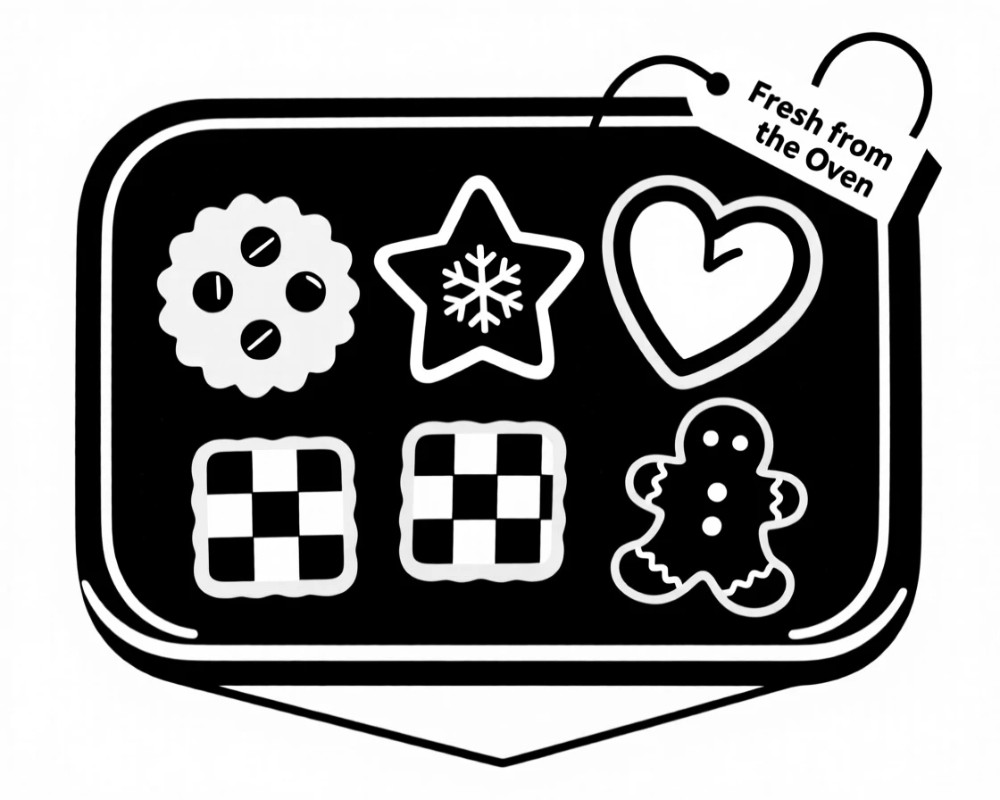 A tray of holiday cookies fresh from the oven.