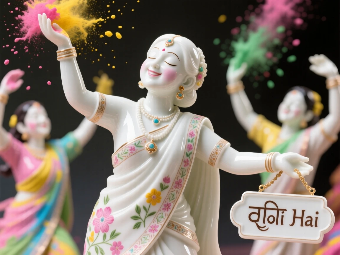 A vibrant Indian Holi festival of colors celebration, radiating cultural pride and celebration.