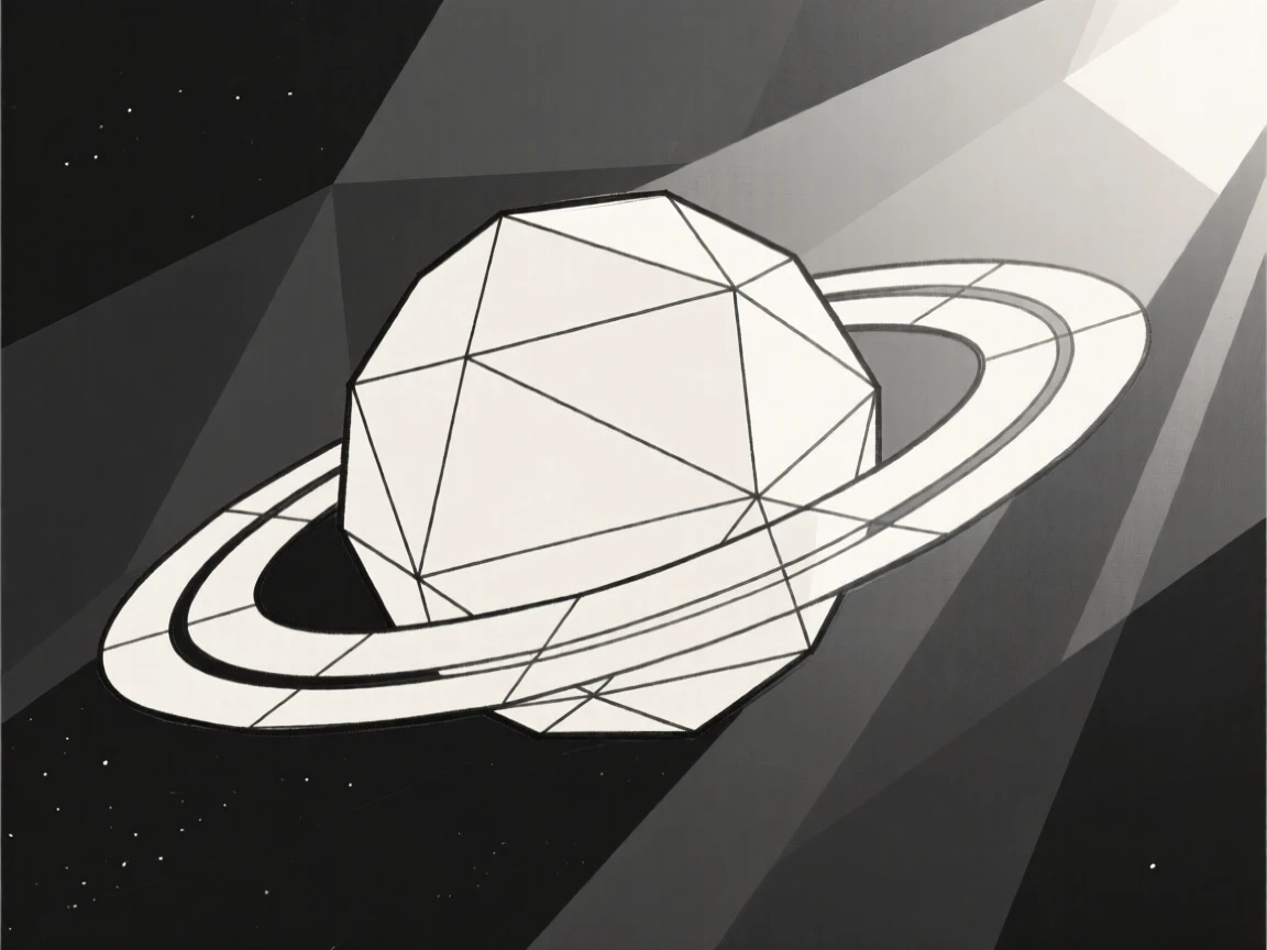 A planetary ring system catching distant sunlight