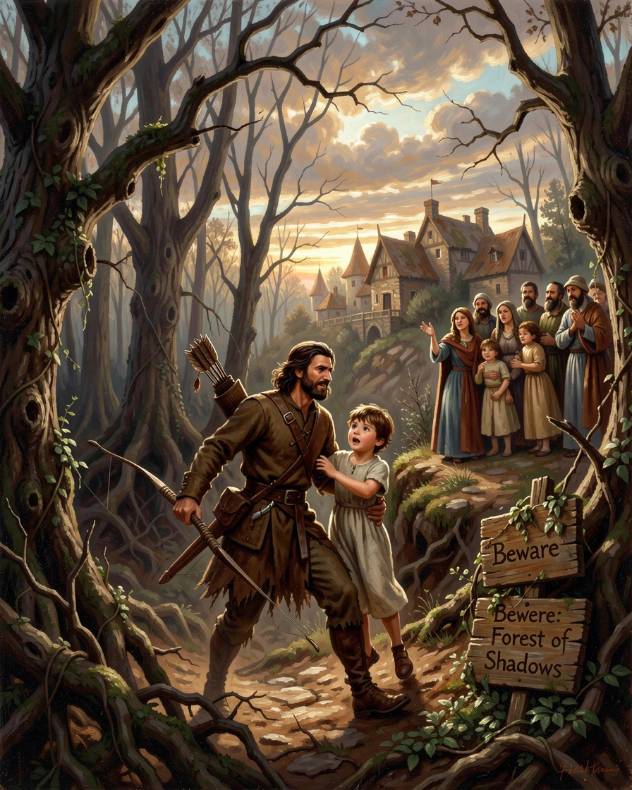 A fearless archer rescues a child from a dark forest full of danger as the village watches in awe.