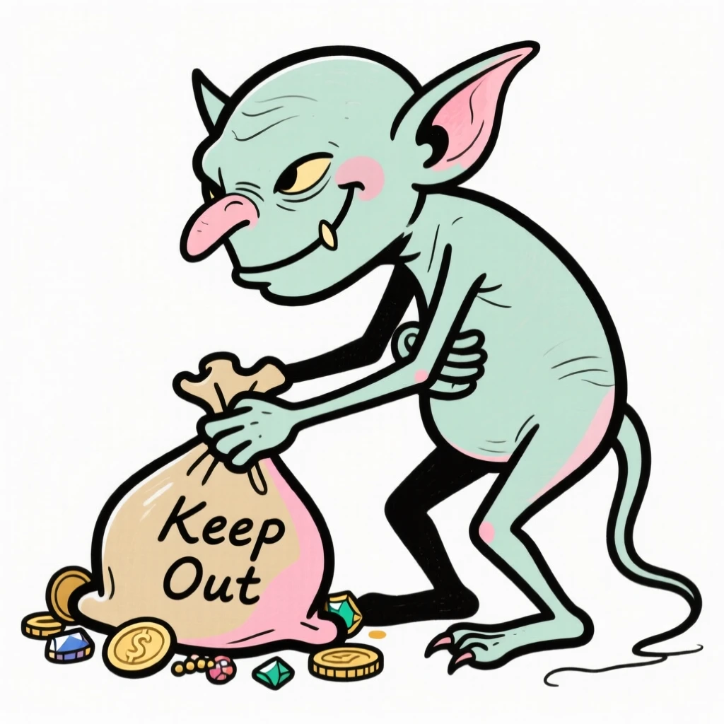 A goblin hoarding treasure