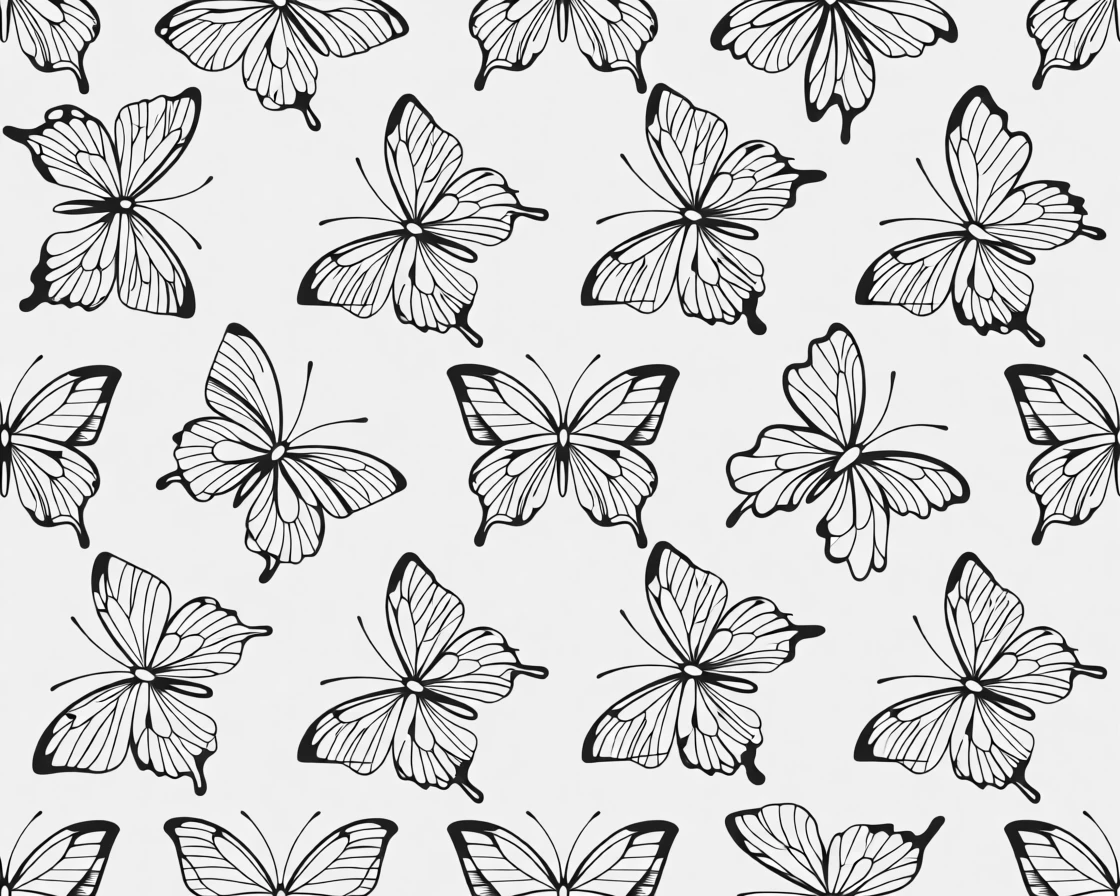 A repeating pattern of butterflies in flight