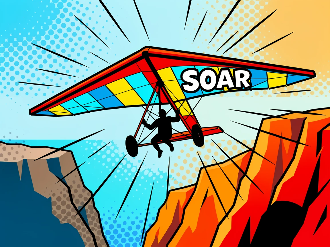 A hang glider soaring above dramatic coastal cliffs