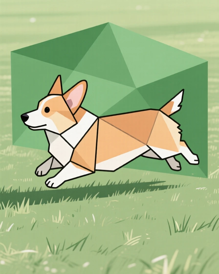 A corgi with short legs running across a lawn