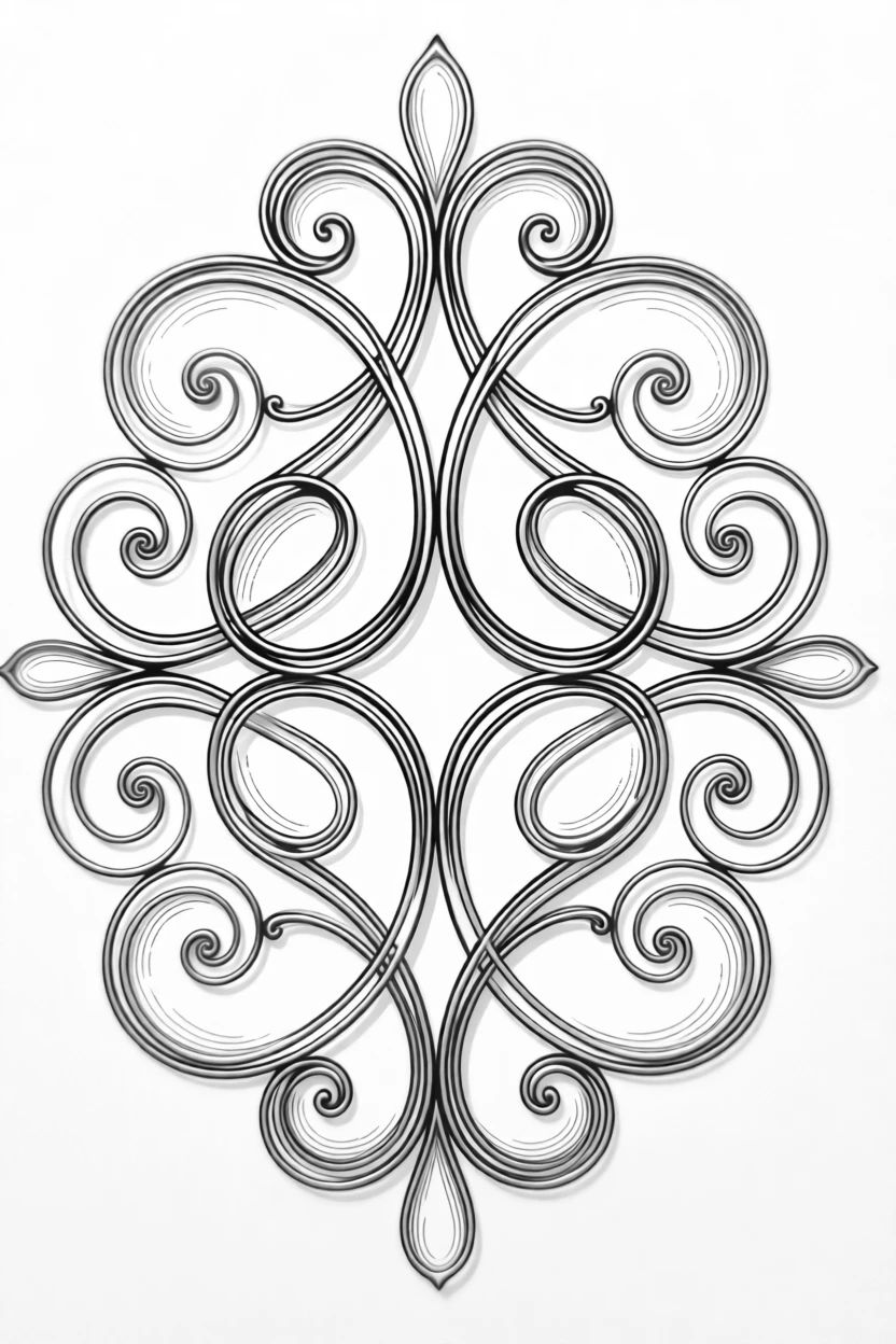 A decorative filigree pattern resembling delicate wirework