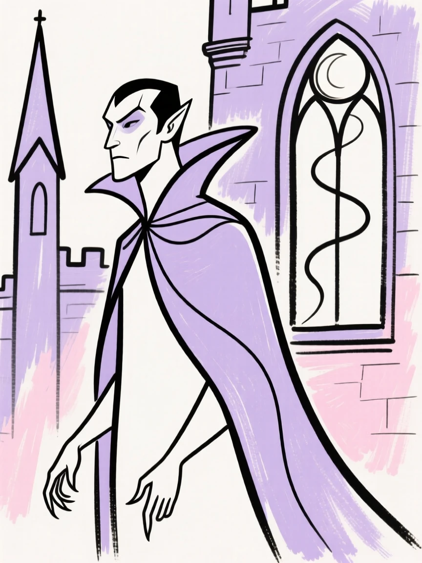 A vampire in a gothic castle