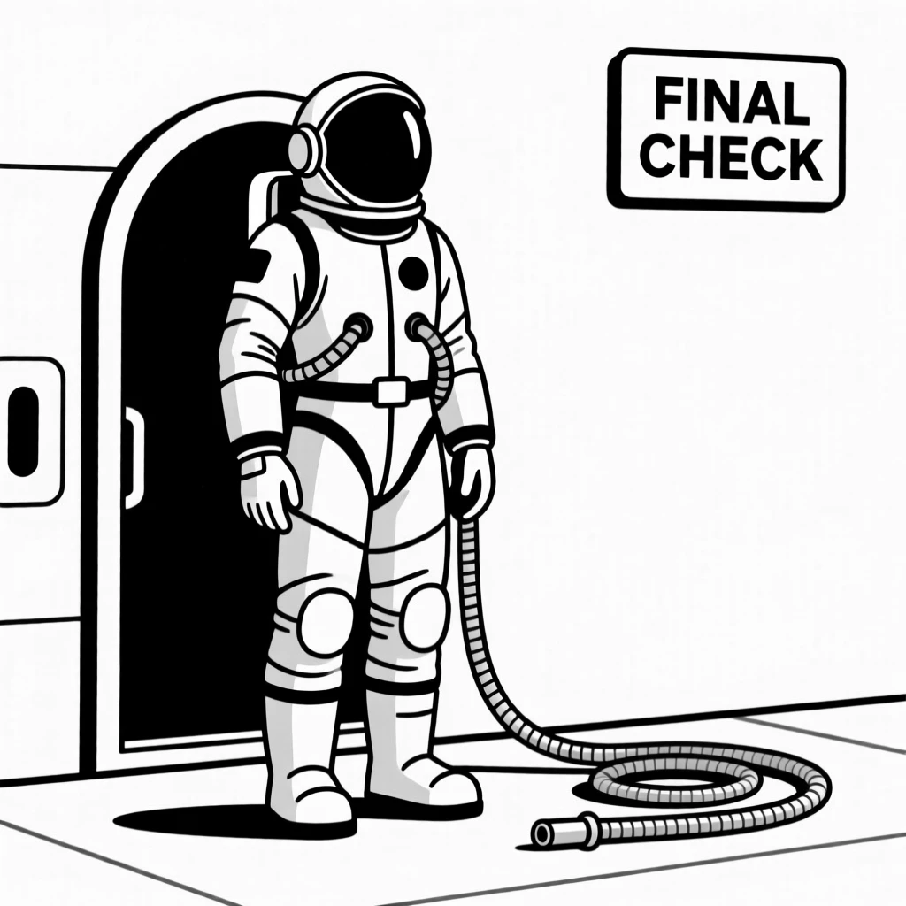 An astronaut suiting up before launch.