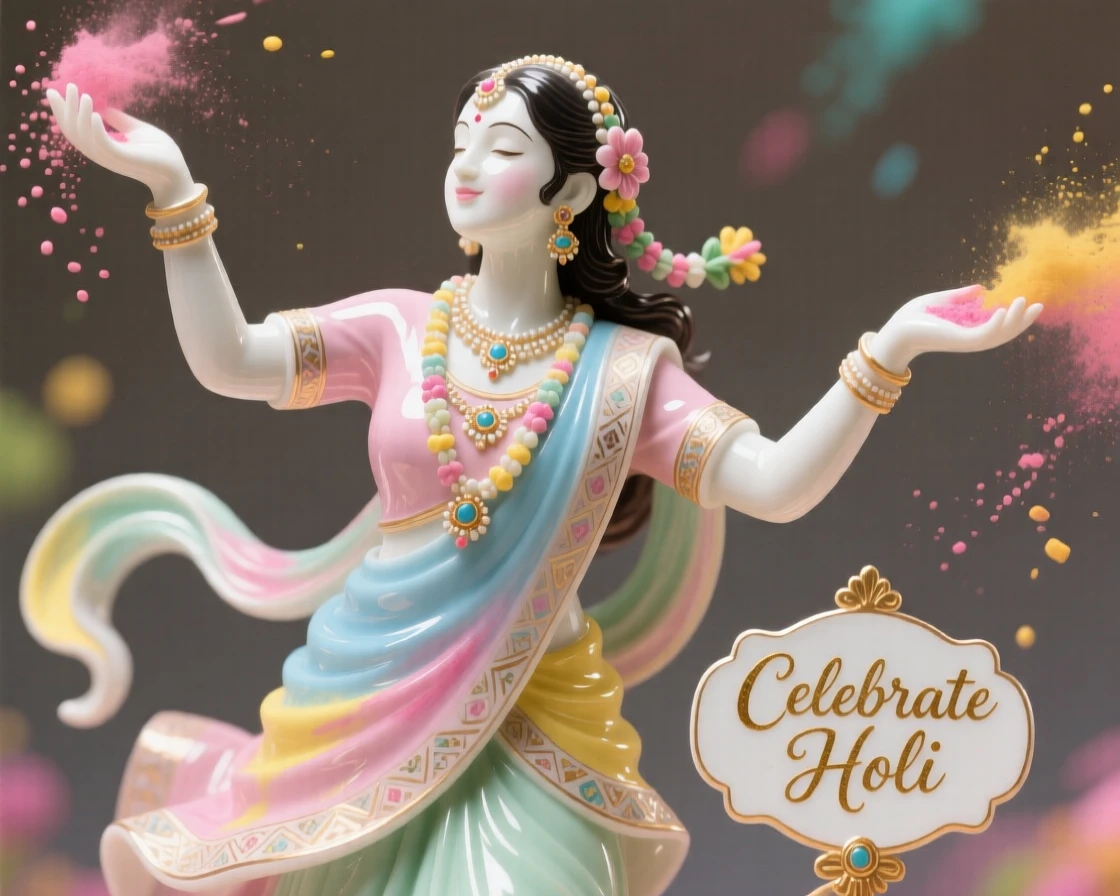 A vibrant Indian Holi festival of colors celebration, rich with vibrant color and pageantry.