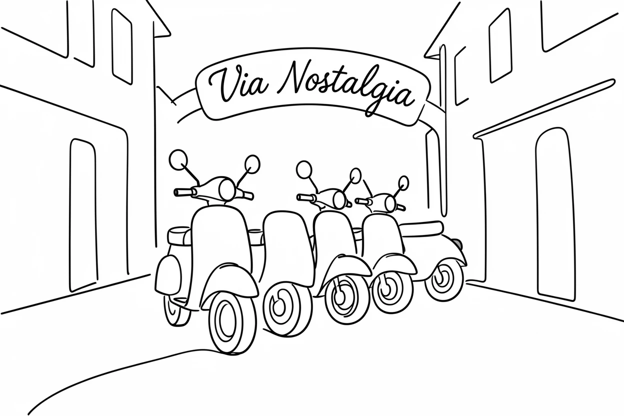 A row of parked scooters lining a narrow street in an old town