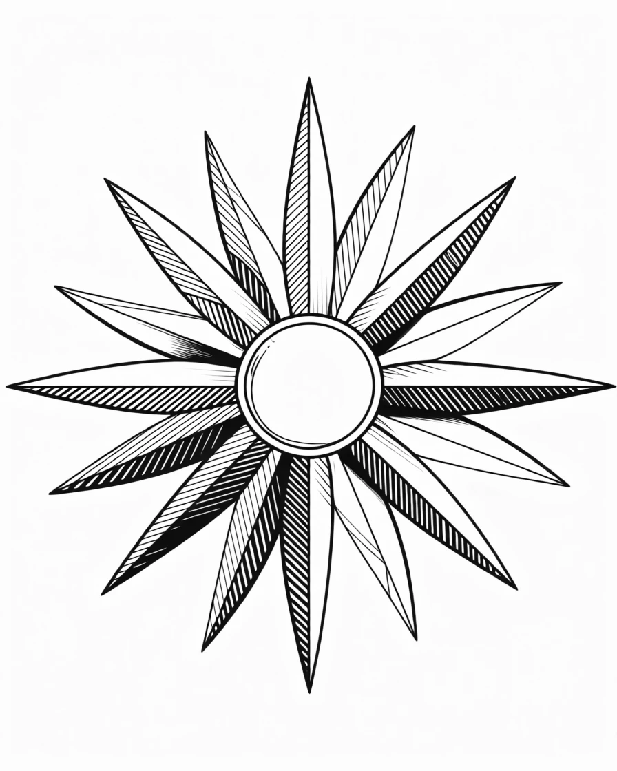 A decorative sunburst pattern with alternating ray lengths