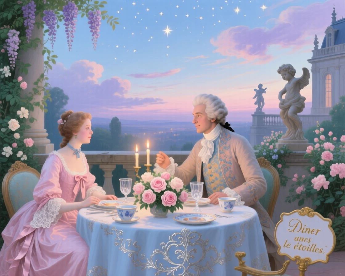 A palace rooftop garden with a candlelit supper beneath the stars  