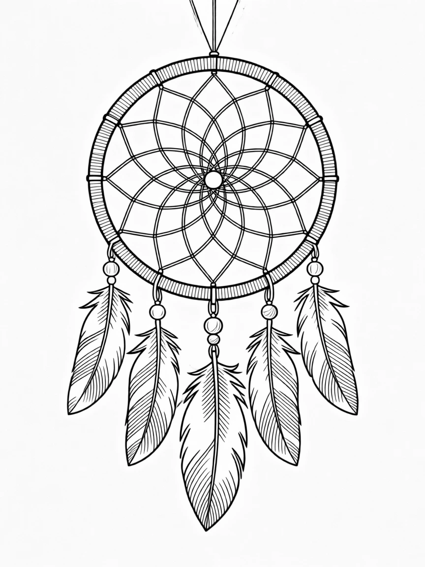 A decorative dreamcatcher with feathers and beads