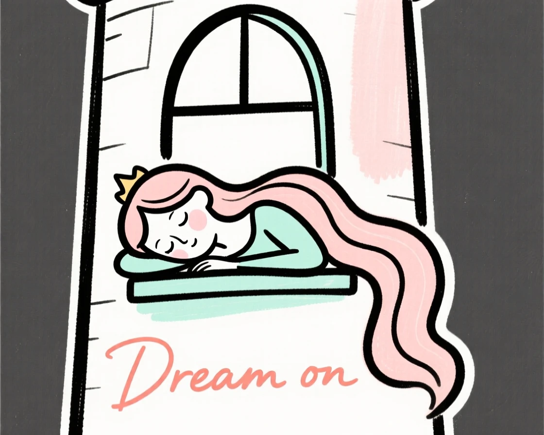 A sleeping princess in a tower