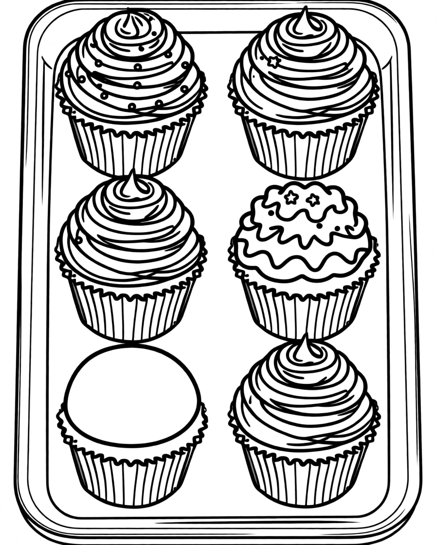 A tray of colorful cupcakes with different frosting designs