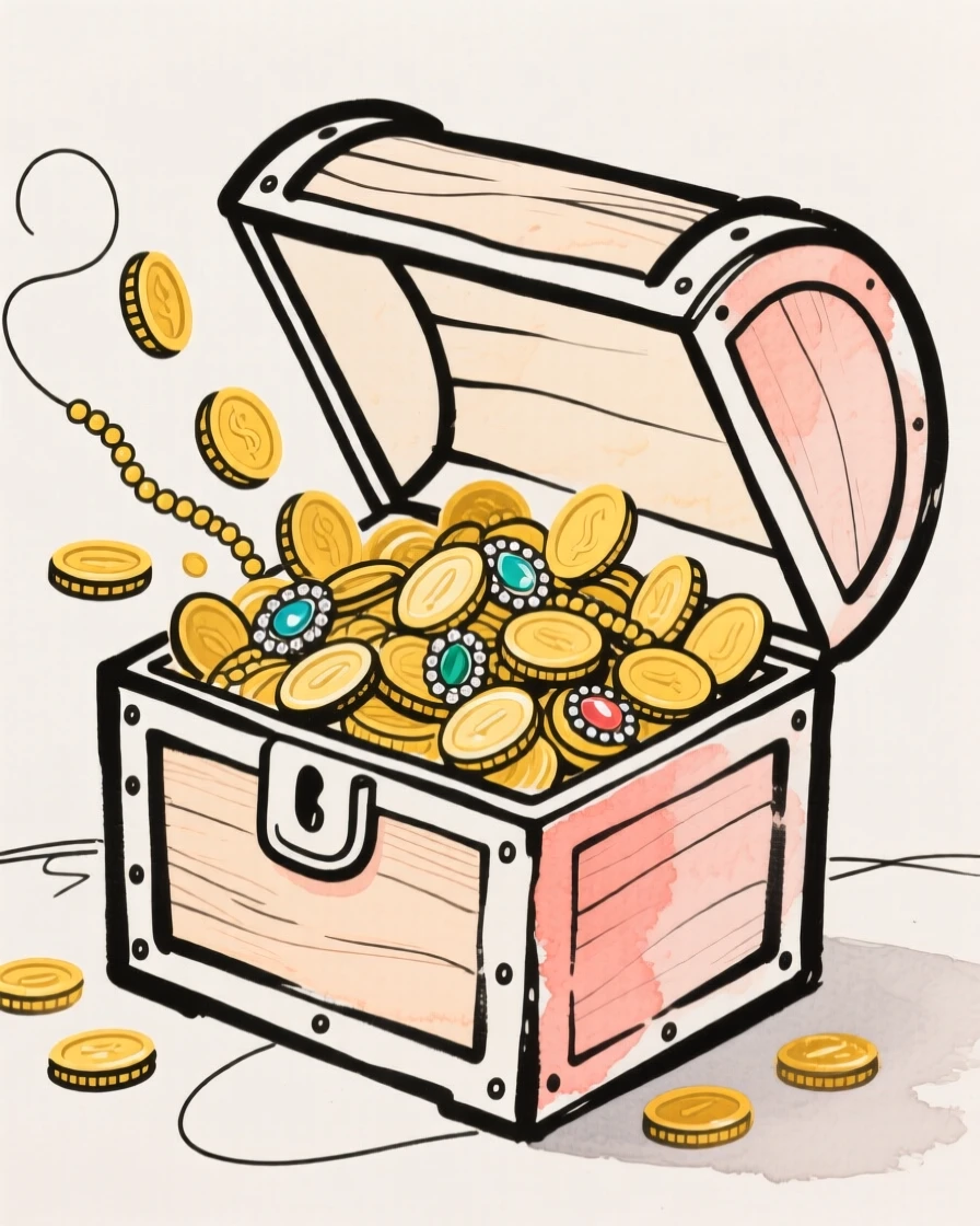 A treasure chest overflowing with gold