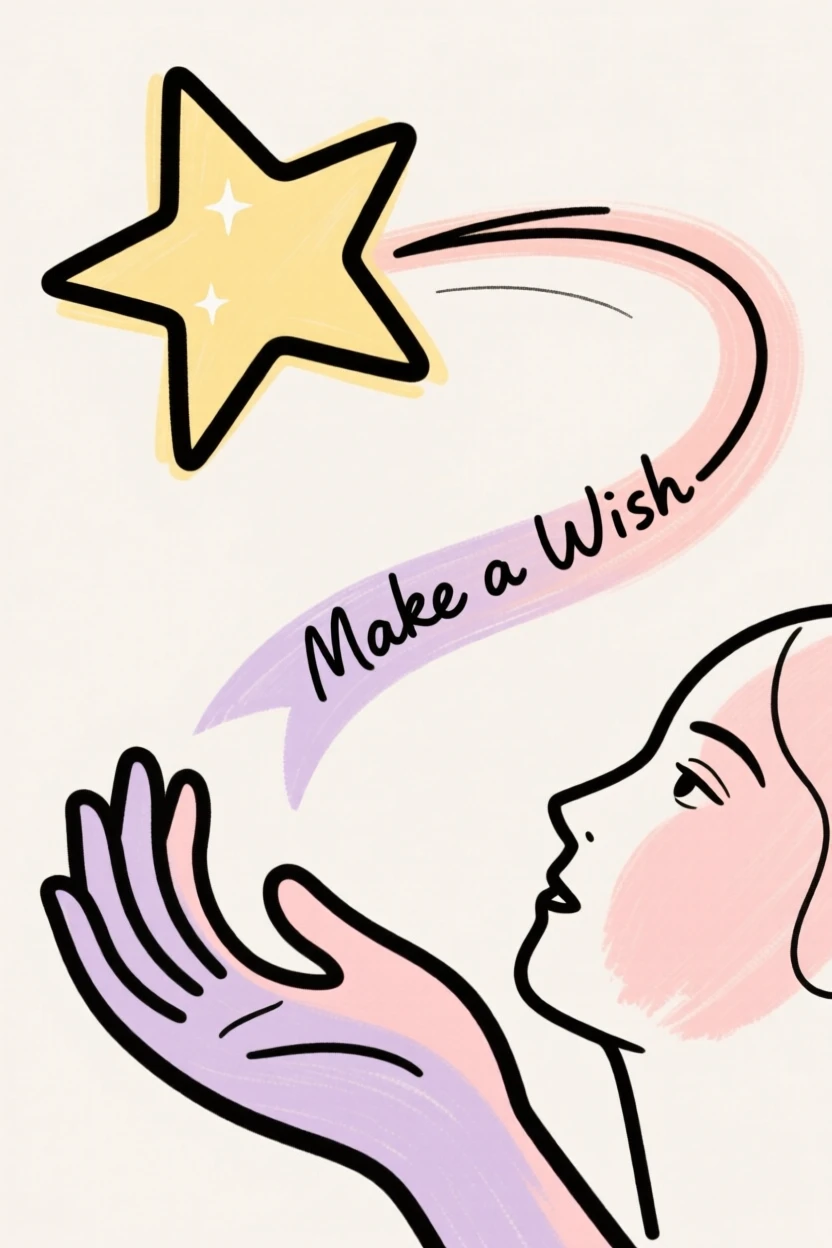 A shooting star granting a wish